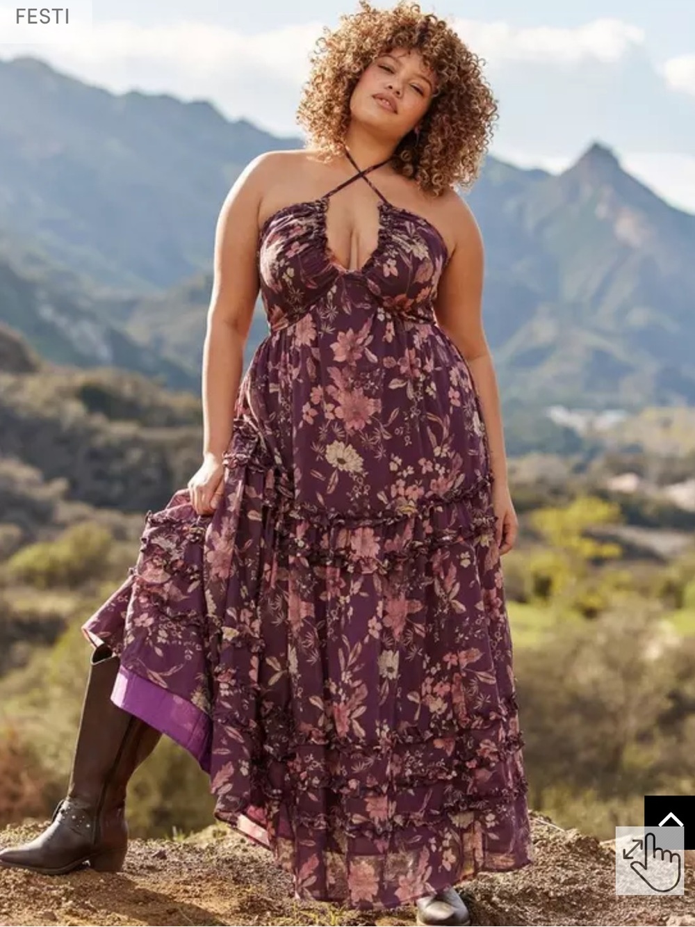 NWT Torrid Festi Cross-Front Halter Maxi Dress